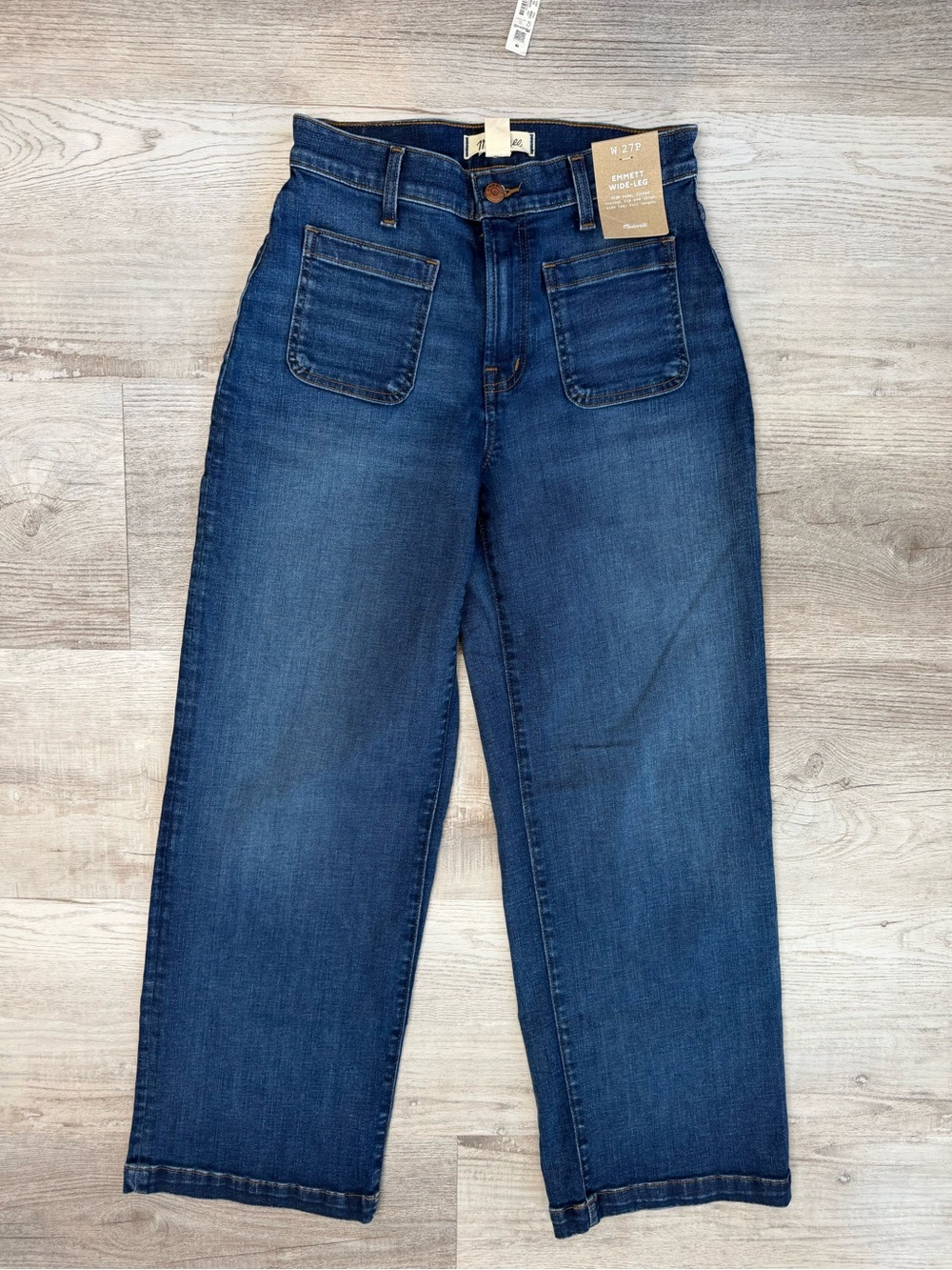 Madewell The Petite Emmett Wide-Leg Full Length Jean Patch Pocket Edition 27P